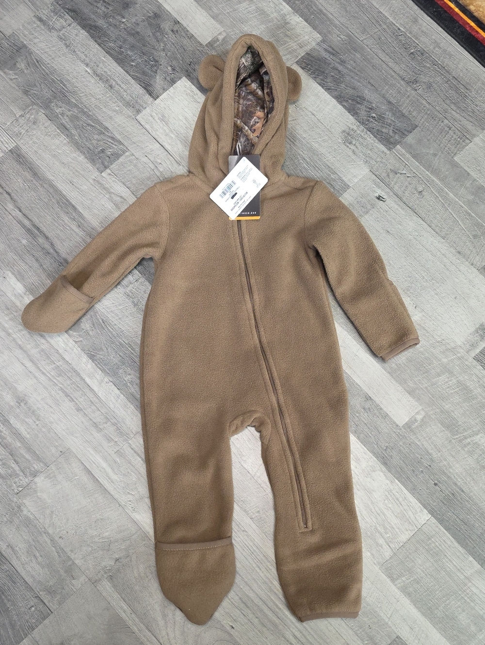 NWT, Bass Pro Shops • Brown Fleece Hooded Footie with Ear Detail, 9 Months